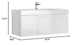 Fresca FCB8092WH-I Fresca Vista 48" White Wall Hung Modern Bathroom Cabinet w/ Integrated Sink