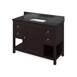 Jeffrey Alexander VKITAST48ESBGR 48" Espresso Astoria Vanity, Black Granite Vanity Top, undermount rectangle bowl