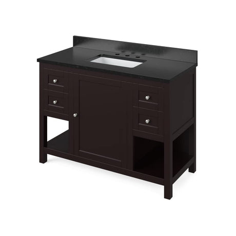 Jeffrey Alexander VKITAST48ESBGR 48" Espresso Astoria Vanity, Black Granite Vanity Top, undermount rectangle bowl