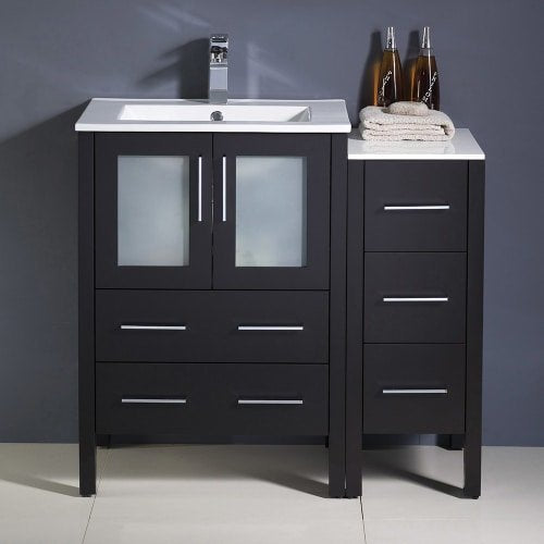 Fresca FCB62-2412ES-I Fresca Torino 36" Espresso Modern Bathroom Cabinets w/ Integrated Sink