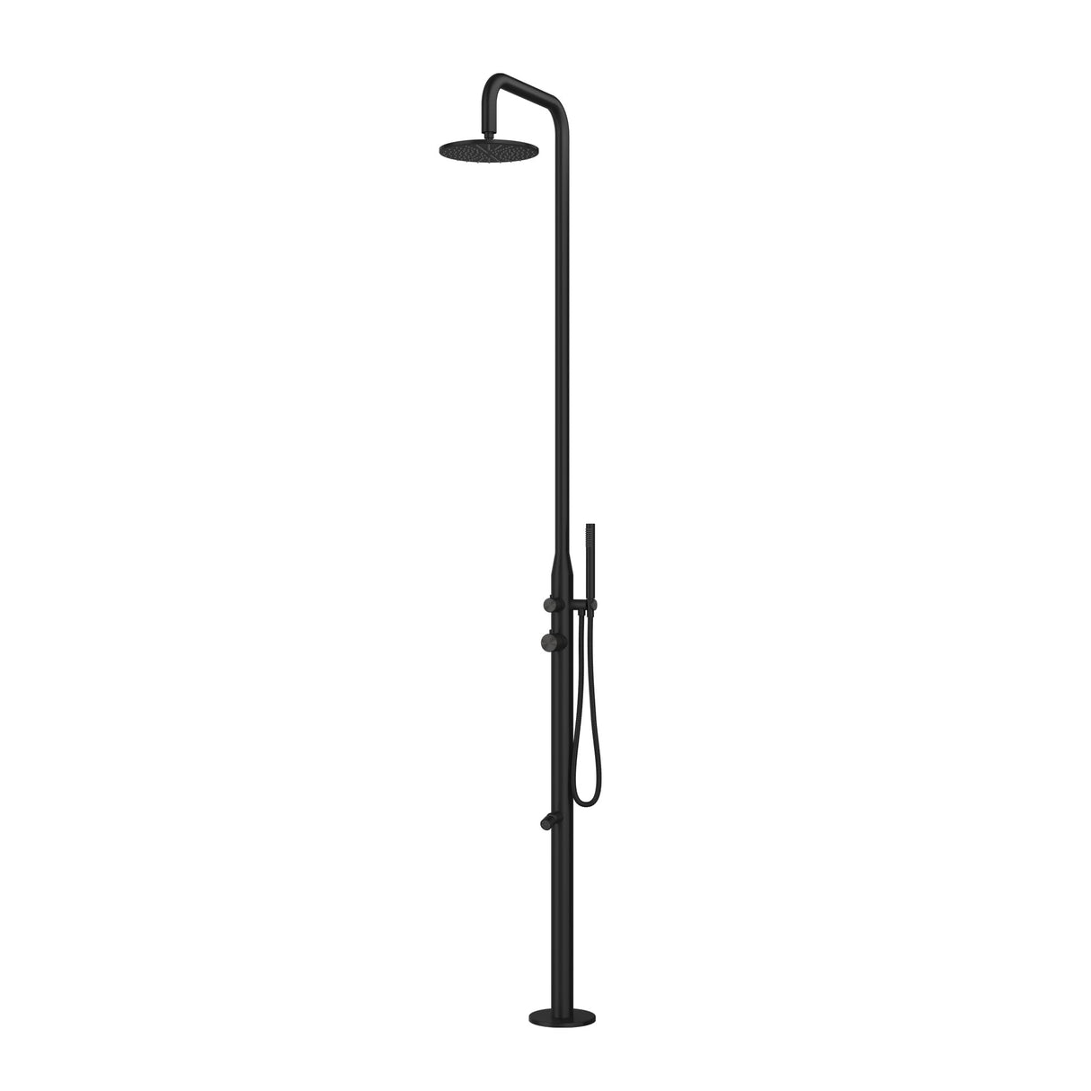 PULSE ShowerSpas 1065-MB Pipeline Outdoor Shower System, 10" Showerhead, Pivoting Arm, Hand Shower, Foot Spout Rinse, 316 Stainless-Steel Body, Matte Black