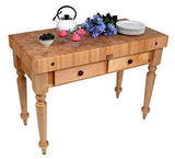John Boos CUCR05-BS American Heritage Rustica Butcher Block Table Shelves: Not Inluded, Finish: Basil Green