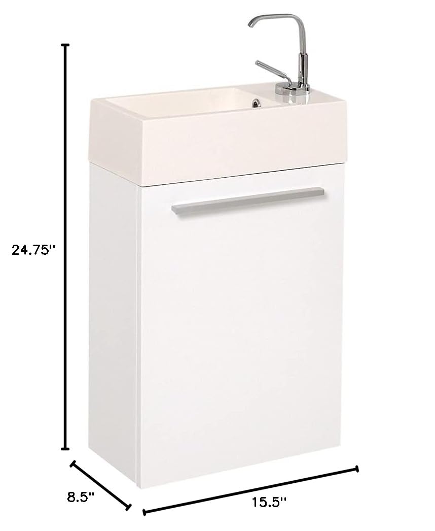 Fresca FCB8002WH-I Fresca Pulito 16" Small White Modern Bathroom Vanity w/ Integrated Sink