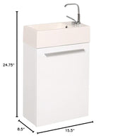 Fresca FCB8002WH-I Fresca Pulito 16" Small White Modern Bathroom Vanity w/ Integrated Sink