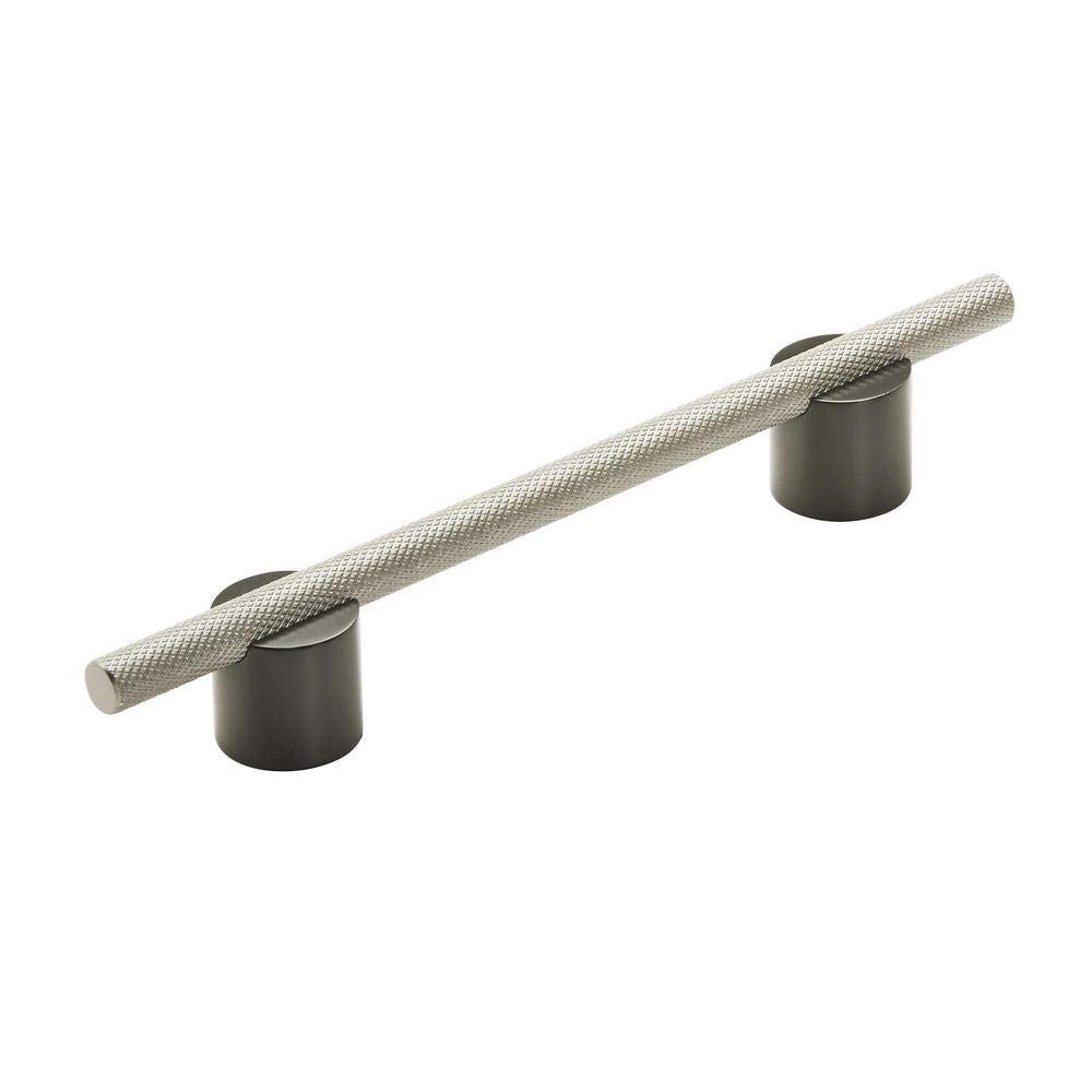 Amerock Cabinet Pull Matte Black/Silver Champagne 5-1/16 inch (128 mm) Center to Center Transcendent 1 Pack Drawer Pull Drawer Handle Cabinet Hardware