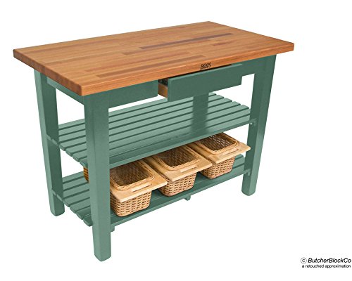 John Boos OC4830-S-UG OC Oak Country Table - Blended Butcher Block Top, 48" W x 30" D One Shelf, Gray Stained Base