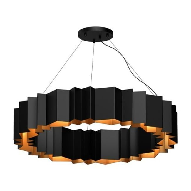 Kuzco CH58040-BK/GD AKIRA 12 HEAD 40" CHANDELIER TEXTURED BLACK GOLD 120" WIRE E26 60WX12