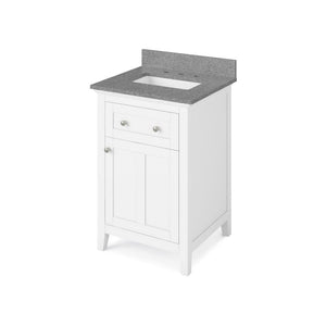 Jeffrey Alexander VKITCHA24WHSGR 24" White Chatham Vanity, Steel Grey Cultured Marble Vanity Top, undermount rectangle bowl