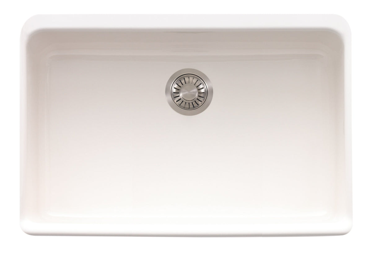 FRANKE MHK110-28WH Manor House 27.12-in. x 19.88-in. White Apron Front Single Bowl Fireclay Kitchen Sink - MHK110-28WH In White