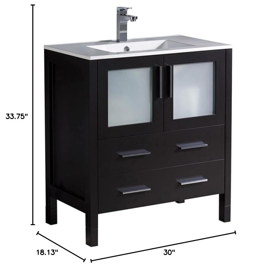 Fresca FCB6230ES-I Fresca Torino 30" Espresso Modern Bathroom Cabinet w/ Integrated Sink