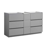 Fresca FCB93-241224GR-D Fresca Lazzaro 60" Gray Free Standing Double Sink Modern Bathroom Cabinet