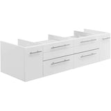 Fresca FCB6160WH-VSL-D Fresca Lucera 60" White Wall Hung Double Vessel Sink Modern Bathroom Cabinet