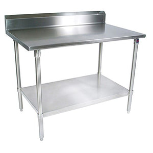 John Boos ST6R5-2484GSK Stainless Steel Worktable w/ 6" Backsplash & Galvanized Shelf Base, 6 Legs, 84" W x 24" D 35-3/4" h