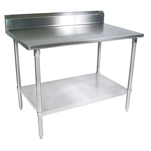 John Boos ST6R5-30108GSK Stainless Steel Worktable w/ 6" Backsplash & Galvanized Shelf Base, 6 Legs, 108" W x 30" D 35-3/4" h