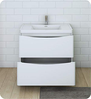 Fresca FCB9136WH-I Fresca Tuscany 36" Glossy White Free Standing Modern Bathroom Cabinet w/ Integrated Sink