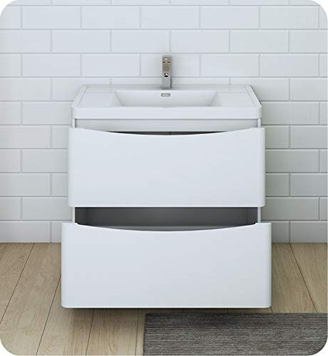 Fresca FCB9136WH-I Fresca Tuscany 36" Glossy White Free Standing Modern Bathroom Cabinet w/ Integrated Sink