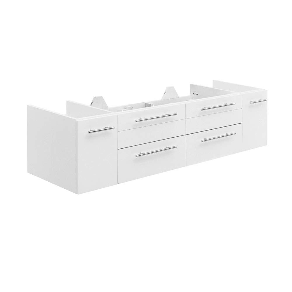 Fresca FCB6160WH-UNS Fresca Lucera 60" White Wall Hung Single Undermount Sink Modern Bathroom Cabinet