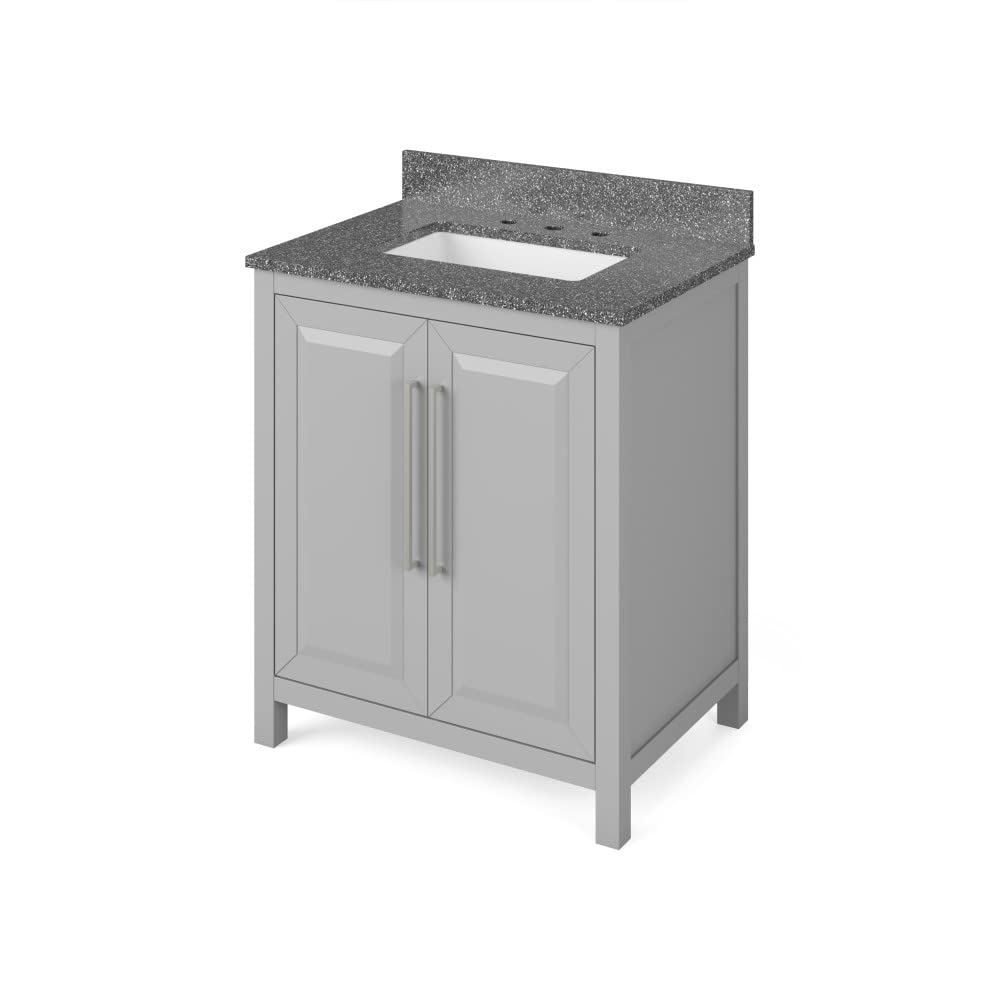 Jeffrey Alexander VKITCAD30GRBOR 30" Grey Cade Vanity, Boulder Cultured Marble Vanity Top, undermount rectangle bowl