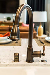 Danze D454410BR Prince Single Handle Pull-Down Kitchen Faucet with SnapBack Retraction, Tumbled Bronze