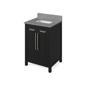 Jeffrey Alexander VKITCAD24BKSGR 24" Black Cade Vanity, Steel Grey Cultured Marble Vanity Top, undermount rectangle bowl