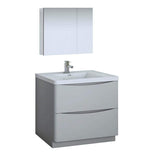 Fresca FVN9136GRG Fresca Tuscany 36" Glossy Gray Free Standing Modern Bathroom Vanity w/ Medicine Cabinet