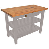 John Boos OC4825-D-2S-UG Oak Table Block with 2 Shelves & Drawer, 48" W x 25" D 35" H, Useful Gray