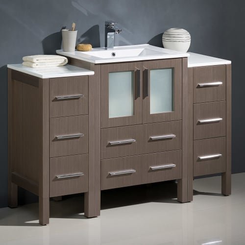 Fresca FCB62-122412WH-I Fresca Torino 48" White Modern Bathroom Cabinets w/ Integrated Sink