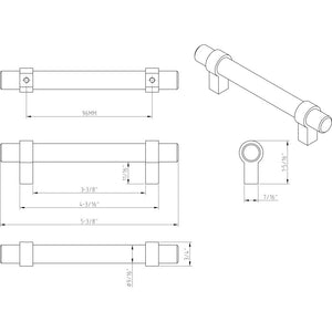 Jeffrey Alexander 596MB 96 mm Center-to-Center Matte Black Key Grande Cabinet Bar Pull