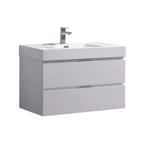 Fresca FCB8336WH-I Fresca Valencia 36" Glossy White Wall Hung Modern Bathroom Vanity
