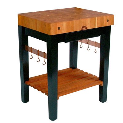 John Boos RN-PPB3624C-D CHERRY PRO PREP BLOCK 36X24X4 W/CASTERS & DRAWER