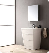 Fresca FCB8525WH-I Fresca Milano 26" Glossy White Modern Bathroom Cabinet w/ Integrated Sink