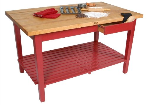 John Boos C6024-S-BN Work Table in Rectangular Shape (60 x 24 Barn Red with Shelf)