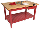 John Boos C6030-S-BN Work Table in Rectangular Shape (60 x 30 Barn Red with Shelf)