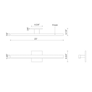 Kuzco VL10323-BK VEGA 23" VL Black 120V ELV LED 3000K 90CRI 16W