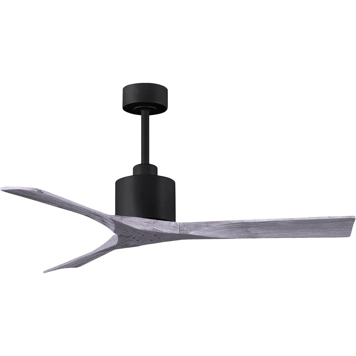 Matthews Fan NK-BK-BW-52 Nan 6-speed ceiling fan in Matte Black finish with 52” solid barn wood tone wood blades