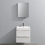 Fresca FVN8324WH Fresca Valencia 24" Glossy White Wall Hung Modern Bathroom Vanity w/ Medicine Cabinet