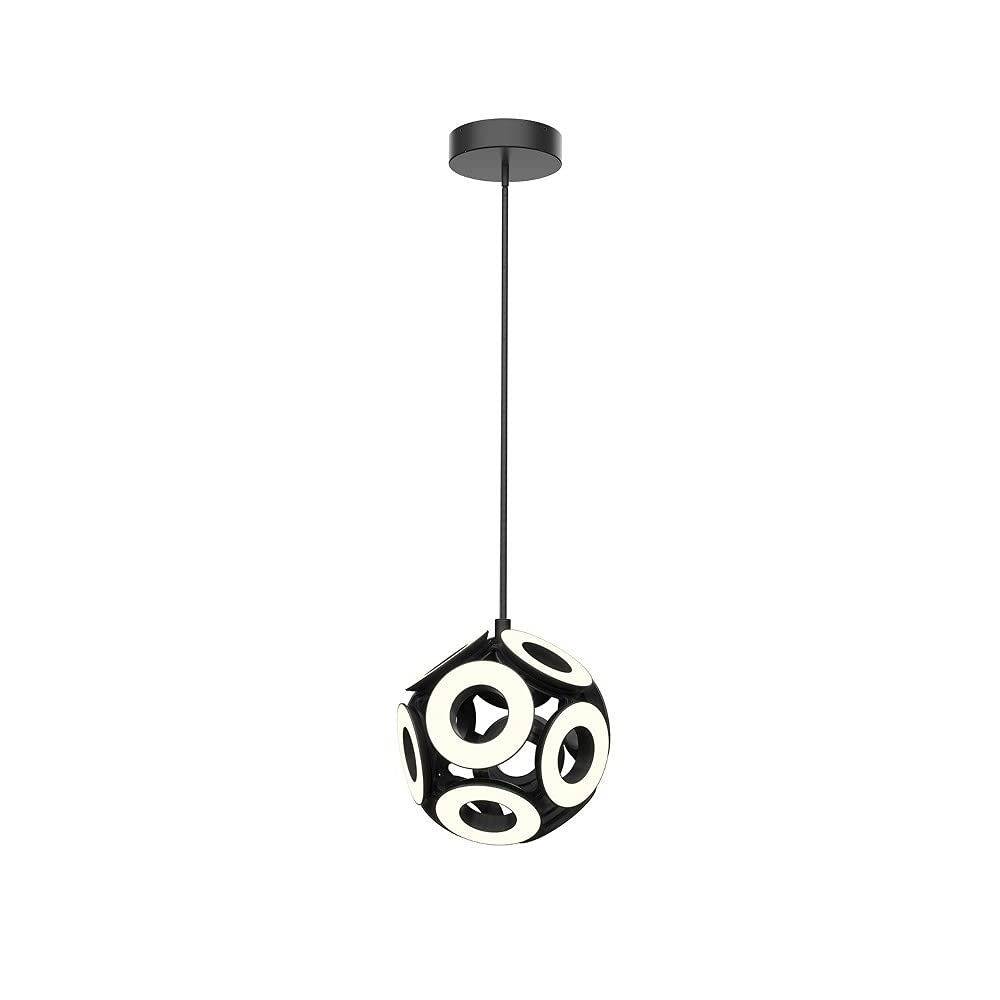 Kuzco CH51818-BK MAGELLAN 18" CHANDELIER BLACK FROSTED ACRYLIC SPHERE 100W 120VAC WITH LED DRIVER 3000K 90CRI