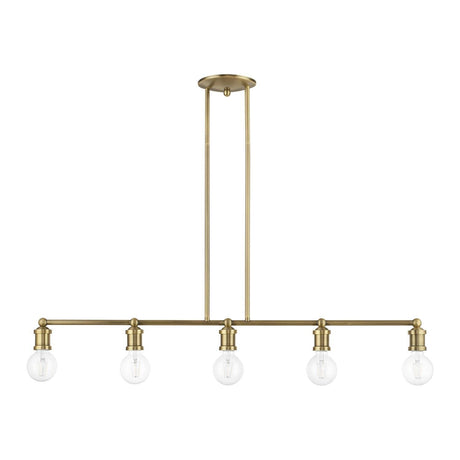 Livex Lighting 47165-01 5 Light Antique Brass Large Linear Chandelier