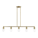 Livex Lighting 47165-01 5 Light Antique Brass Large Linear Chandelier