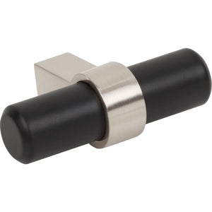 Jeffrey Alexander 51MBSN 2" Overall Length Matte Black with Satin Nickel Key Grande Cabinet "T" Knob