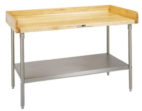 John Boos DSB08A Work Table w Coved Riser Rear (84 in. x 30 - Stainless Steel)