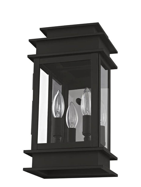 Livex Lighting 2014-04 Princeton Collection 2-Light Outdoor Wall Sconce Lantern with Clear Glass, Black