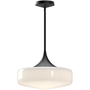 Alora PD440814MBGO LINCOLN 14" PD MATTE BLACK GLOSSY OPAL GLASS ROD 46 1X60W E26