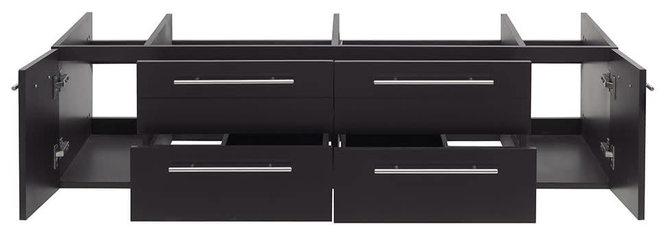 Fresca FCB6160ES-VSL-D Fresca Lucera 60" Espresso Wall Hung Double Vessel Sink Modern Bathroom Cabinet