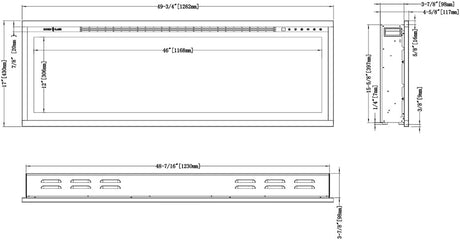 Modern Flames Spectrum Slimline 50 inch Wall Mount Built in Electric Fireplace Insert | Fully Recessed 4'' Wall | SPS-50B