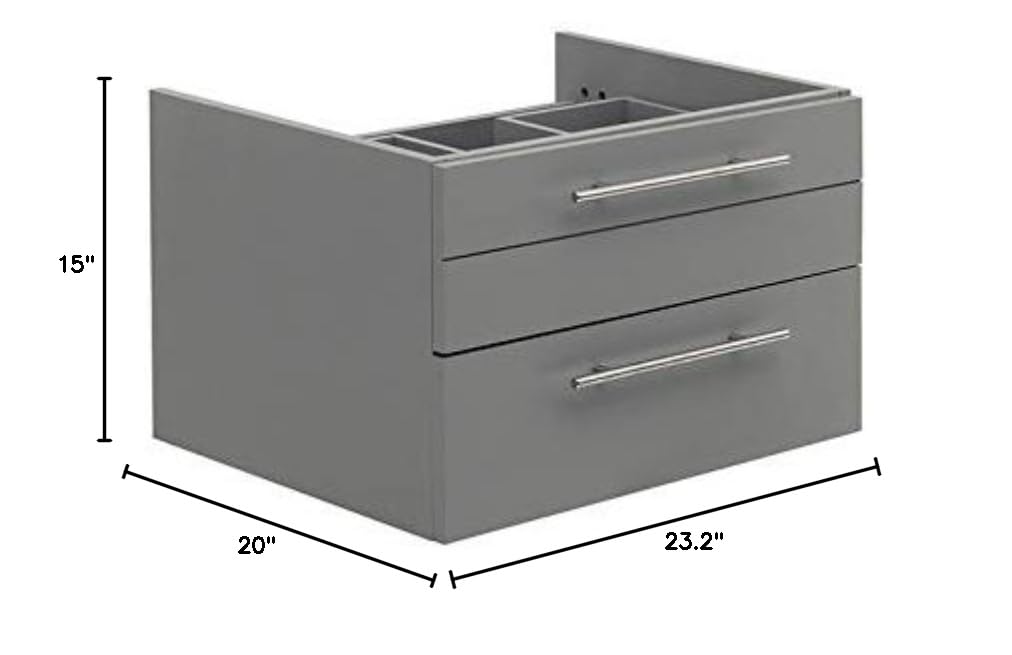 Fresca FCB6124GR-VSL Fresca Lucera 24" Gray Wall Hung Vessel Sink Modern Bathroom Cabinet