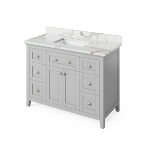 Jeffrey Alexander VKITCHA48GRCQR 48" Grey Chatham Vanity, Calacatta Vienna Quartz Vanity Top, undermount rectangle bowl