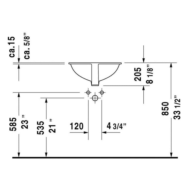 Duravit Dune Drop-In Bathroom Sink 0481460000 White