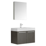 Fresca FVN8089GO Fresca Vista 30" Gray Oak Wall Hung Modern Bathroom Vanity w/ Medicine Cabinet