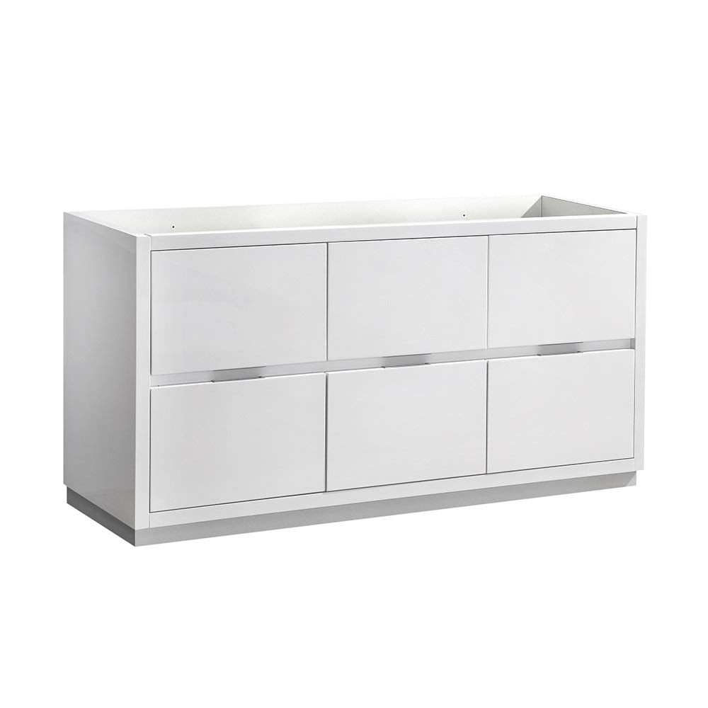 Fresca FCB8460WH Fresca Valencia 60" Glossy White Free Standing Single Sink Modern Bathroom Cabinet